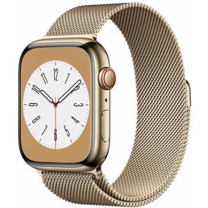 Apple Watch Series 8, Cellular, 45mm, Gold Stainless Steel, Gold Milanese Loop - MNKQ3CS/A