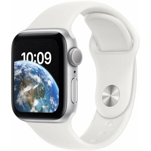 Apple Watch SE 2022, 40mm, Silver, White Sport Band - MNJV3CS/A