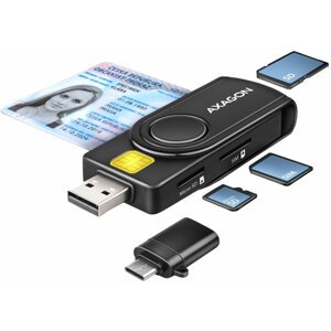 AXAGON CRE-SMP2A, USB-A PocketReader 4-slot čtečka Smart card (eObčanka) + SD/microSD/SIM - CRE-SMP2A