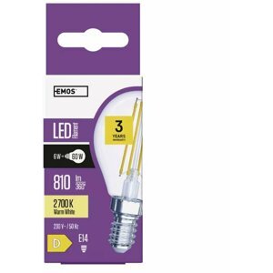 Emos LED žárovka Filament Mini Globe 6W, 810lm, E14, teplá bílá - 1525281229
