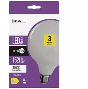 Emos LED žárovka Filament G125 GLOBE 11W, 1521lm, E27, neutrální bílá - 1525733441