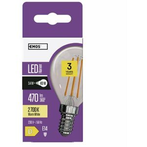 Emos LED žárovka Filament Mini Globe 3,4W (40W), 470lm, E14, teplá bílá - 1525281226