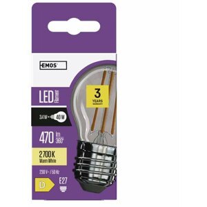 Emos LED žárovka Filament Mini Globe 3,4W (40W), 470lm, E27, teplá bílá - 1525283270