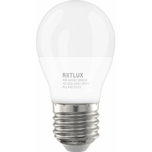Retlux žárovka RLL 442, LED G45, E27, 8W, studená bílá - 50005547