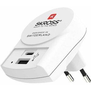 SKROSS síťová nabíječka, USB-A, USB-C, 5,4A, Euro, bílá - DC55