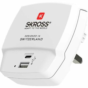 SKROSS síťová nabíječka, USB-A, USB-C, 5,4A, UK, bílá - DC55UK