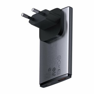 Baseus ultratenký rychlonabíjecí adaptér GAN5 Pro, USB-A,USB-C, 65W, šedá - CCGP150113