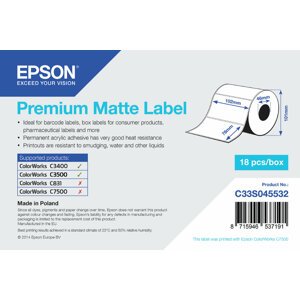 Epson ColorWorks role pro pokladní tiskárny, Premium Matte Label, 102x76mm, 440ks - C33S045532