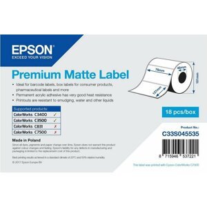 Epson ColorWorks role pro pokladní tiskárny, Premium Matte Label, 76x127mm, 265ks - C33S045535