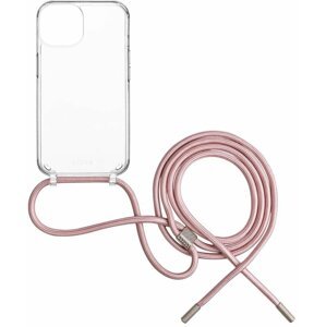 FIXED zadní kryt Pure Neck s růžovou šňůrkou na krk pro Apple iPhone 15 - FIXPUN-1200-PI