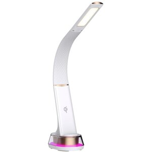 IMMAX LED stolní lampička CORELLA, Qi nabíjení, RGB podsvícení, stmívatelná, bílá / zlatá - 08974L
