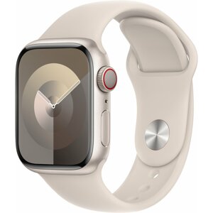 Apple Watch Series 9, Cellular, 41mm, Starlight, Starlight Sport Band - M/L - MRHP3QC/A