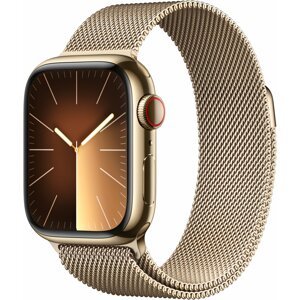 Apple Watch Series 9, Cellular, 41mm, Gold Stainless Steel, Gold Milanese Loop - MRJ73QC/A