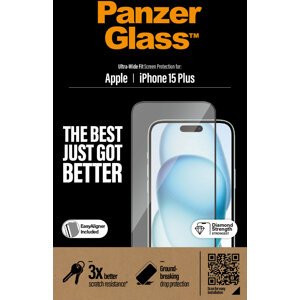 PanzerGlass ochranné sklo pro Apple iPhone 15 Plus, Ultra-Wide Fit - 2811