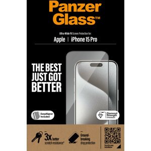 PanzerGlass ochranné sklo pro Apple iPhone 15 Pro, Ultra-Wide Fit - 2810
