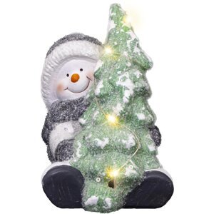 Retlux vánoční dekorace sněhulák se stromkem RXL 473, 6LED, 14cm, teplá bílá - 52000041