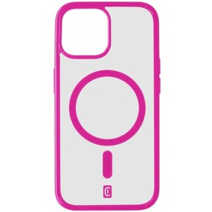 Cellularline zadní kryt Pop Mag s podporou Magsafe pro Apple iPhone 15, čirá/růžová - POPMAGIPH15F