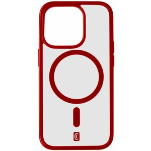 Cellularline zadní kryt Pop Mag s podporou Magsafe pro Apple iPhone 15 Pro Max, čirá/červená - POPMAGIPH15PRMR