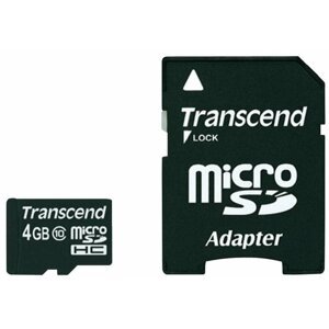 Transcend Micro SDHC 4GB Class 10 + adaptér - TS4GUSDHC10